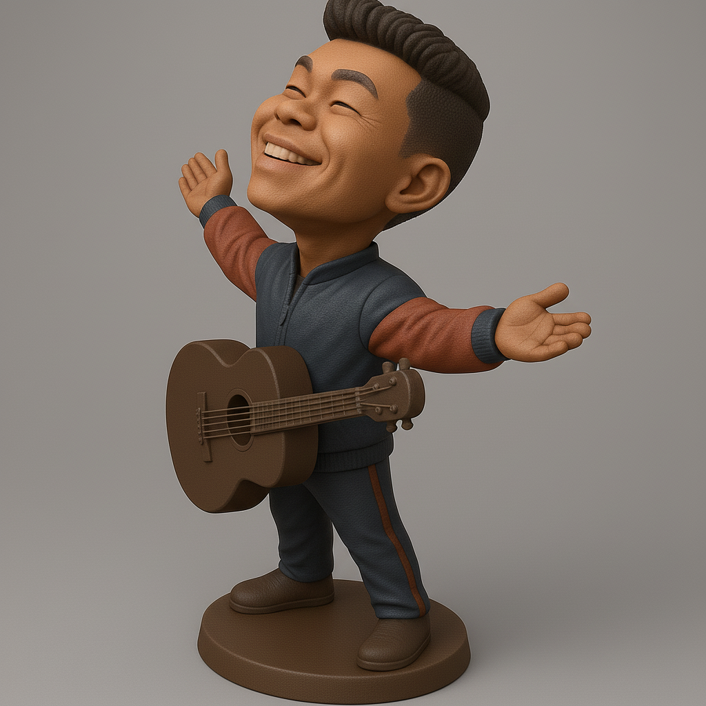face anatomy 3d model-create 3d face model from photo_Joyful Musician Figurine with Guitar