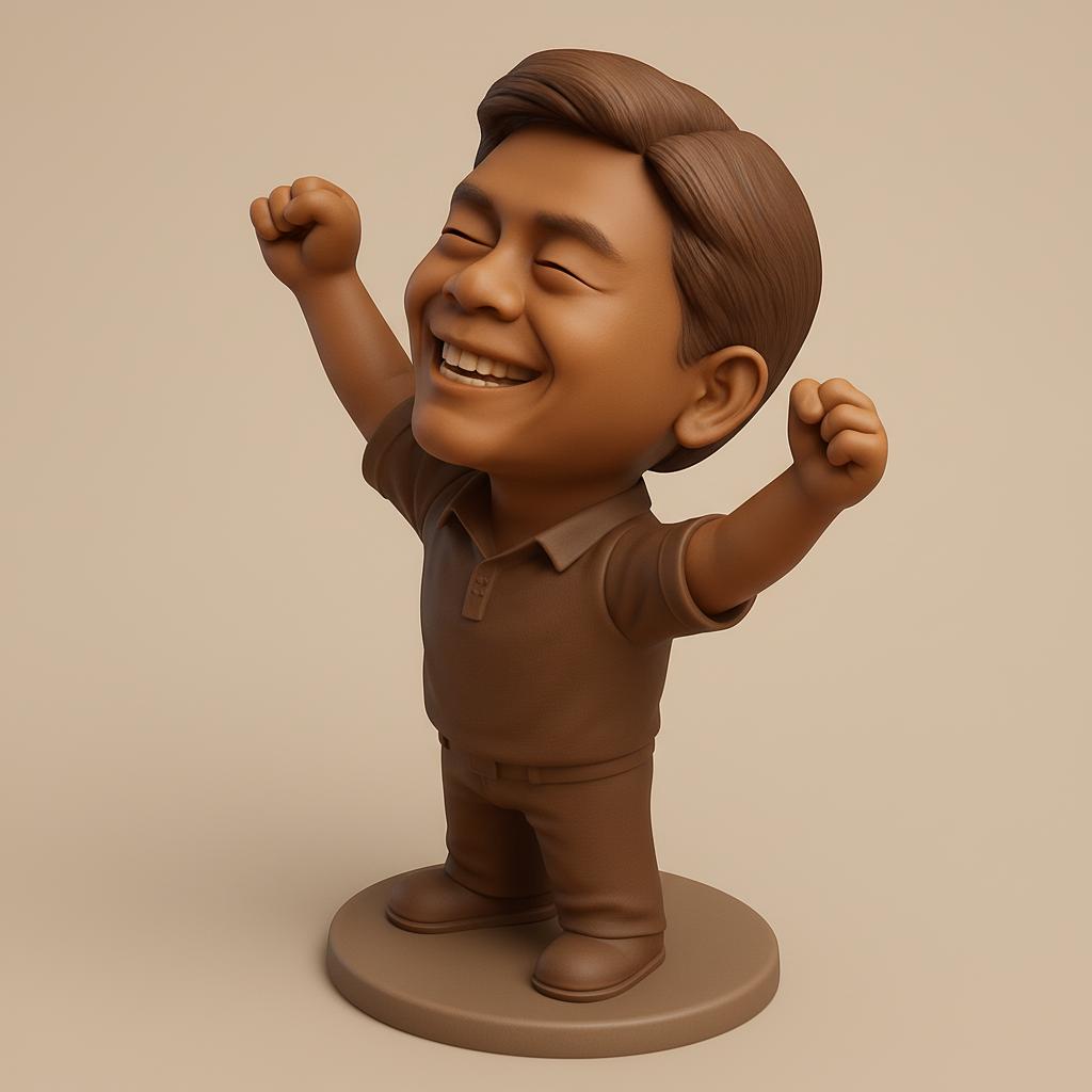 face to 3d model ai-3D portrait printing from photo_Joyful Triumph Figurine: Celebrate Success!