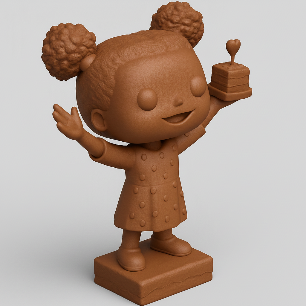 face to 3d model ai-3D portrait printing from photo_Sweetheart Celebrations: Charming Cake Girl Figurine