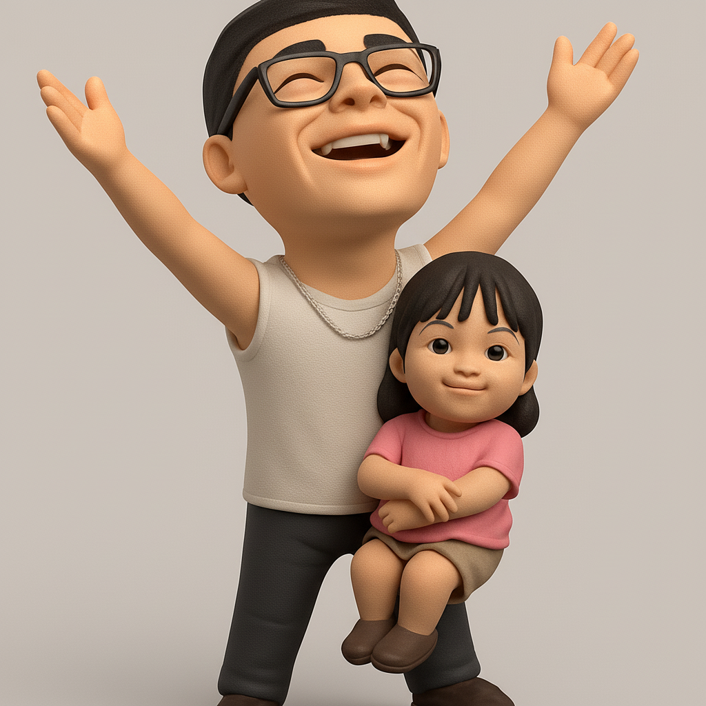 face to 3d model ai-3D portrait printing from photo_Smiling Father & Daughter 3D Print Model