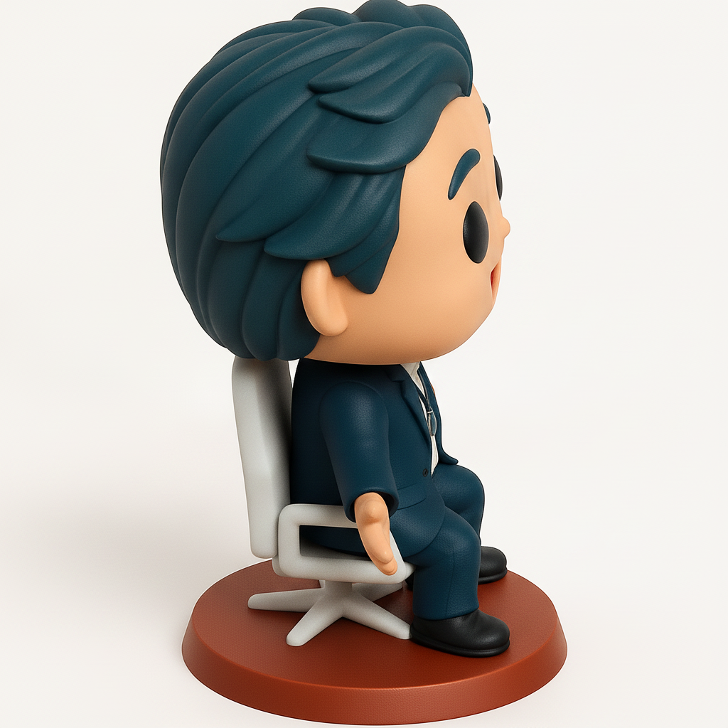 face to 3d model ai-3D portrait printing from photo_Joyful Executive Desk Buddy - Funko-Style Figure