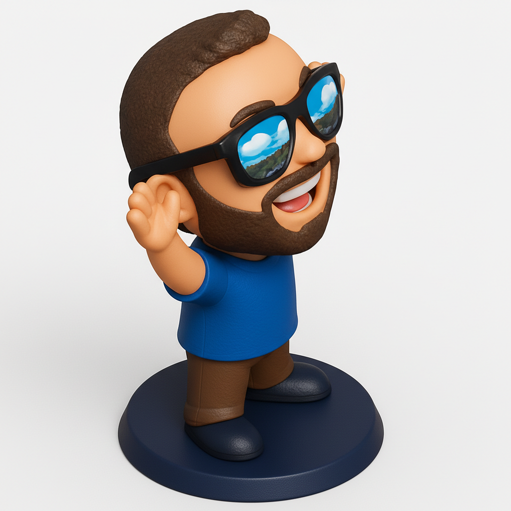 face anatomy 3d model-create 3d face model from photo_Optimistic Bearded Man Bobblehead - Print & Smile