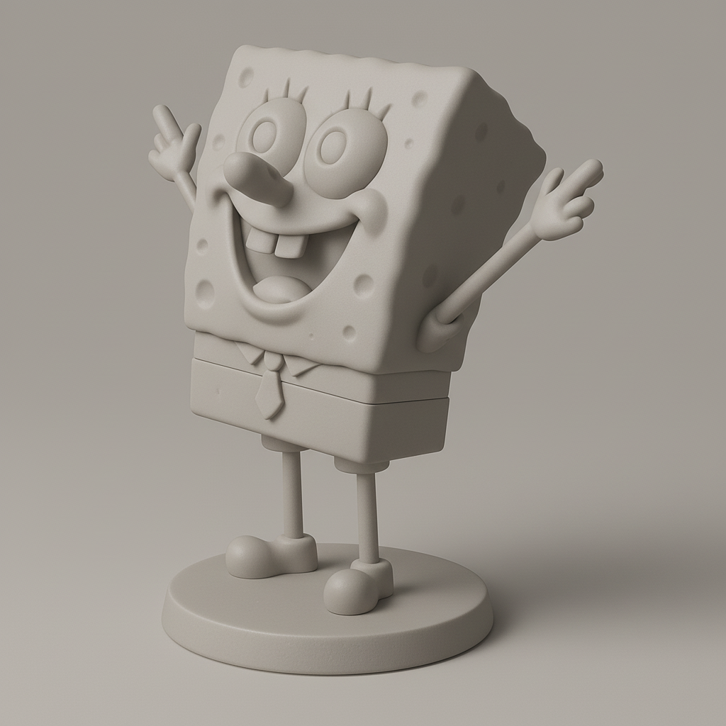 silhouette 3d printer maker-3d portrait printing_Cheerful SpongeBob SquarePants Figure