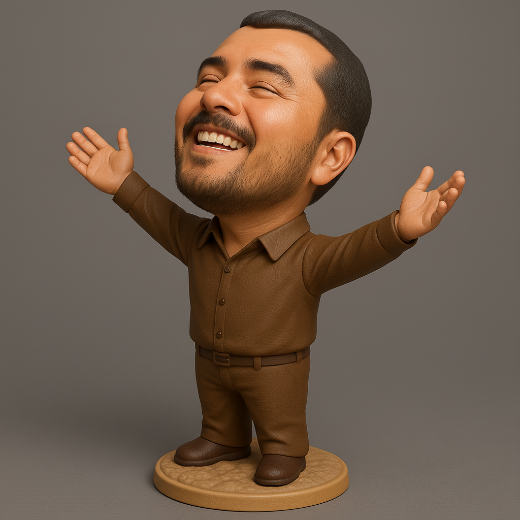 face anatomy 3d model-create 3d face model from photo_Joyful Character Figurine for 3D Printing