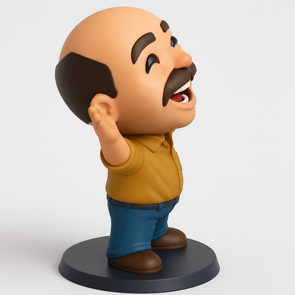 face to 3d model ai-3D portrait printing from photo_Joyful Mr. Moustache Figurine: Print Happiness!