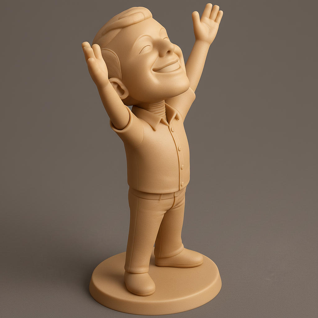 face to 3d model ai-3D portrait printing from photo_Victory & Joy: Happy Character Figurine