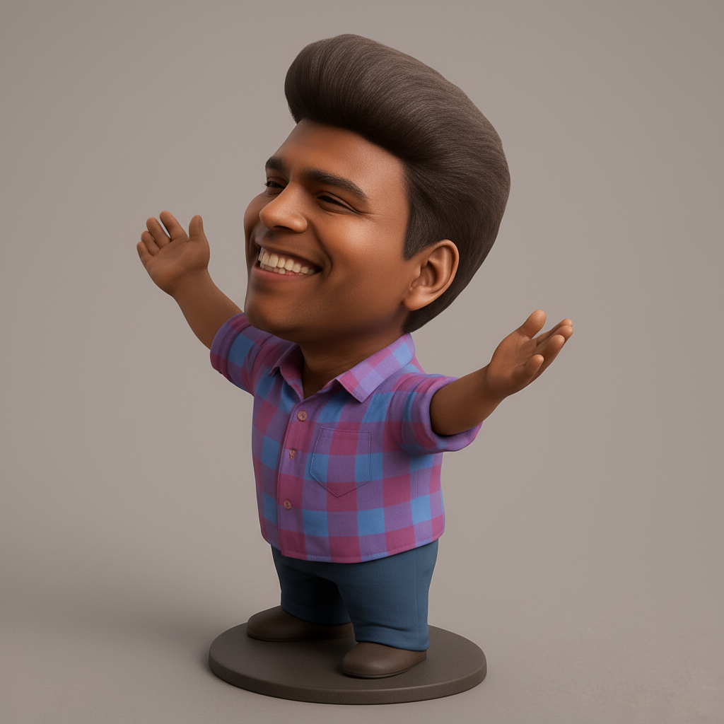 face to 3d model ai-3D portrait printing from photo_Joyful Caricature Figurine - Spread Happiness!