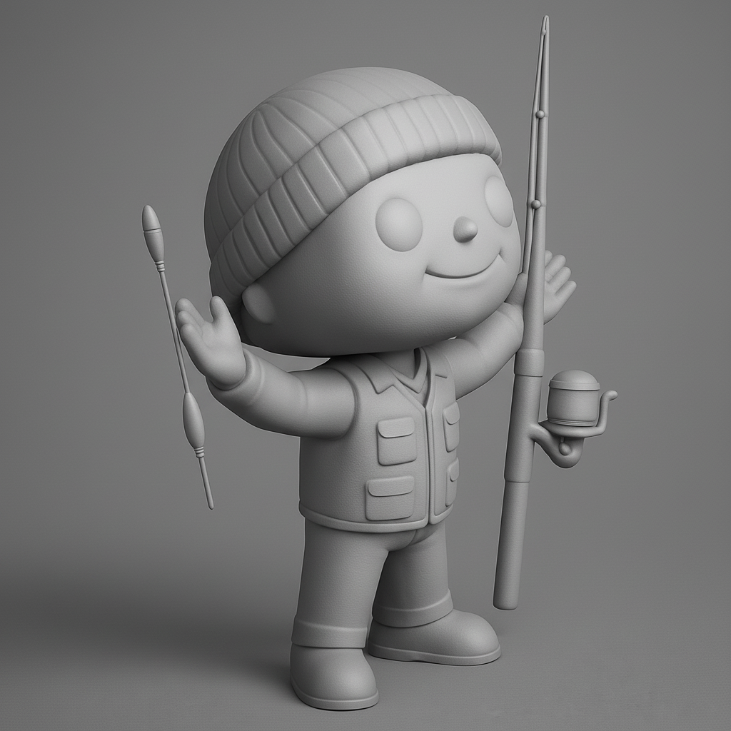 face to 3d model ai-3D portrait printing from photo_Fisherman's Delight: Cute Angler Collectible 3D Print