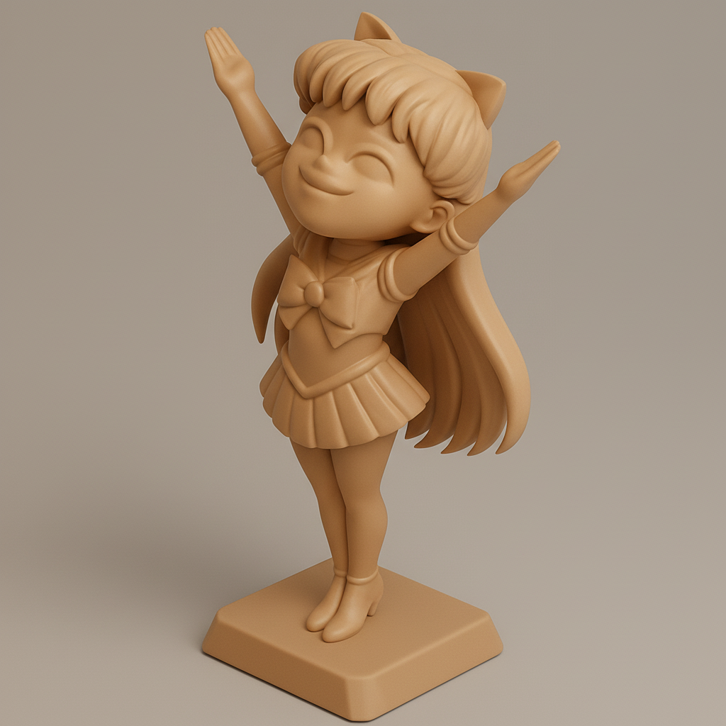 silhouette 3d printer maker-3d portrait printing_Charming Cheerful Anime Figurine