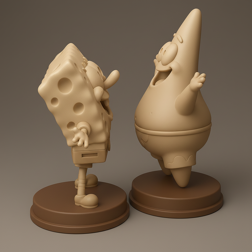 silhouette 3d printer maker-3d portrait printing_SpongeBob & Patrick Fun Figurines
