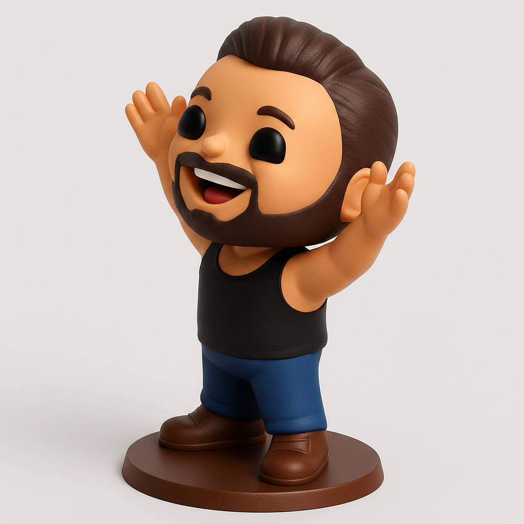 face to 3d model ai-3D portrait printing from photo_Cheery Collectible Figurine - Waving Man 3D Print