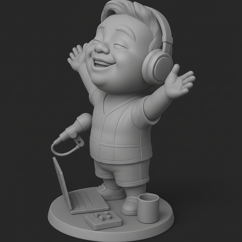 silhouette 3d printer maker-3d portrait printing_Joyful Streaming Character with Accessories