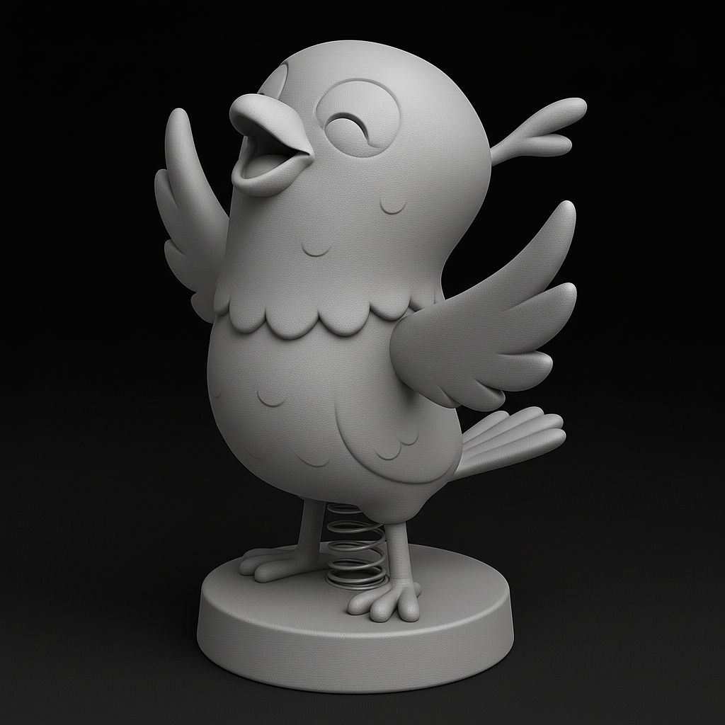 face anatomy 3d model-create 3d face model from photo_Spring-Loaded Cheerful Bird