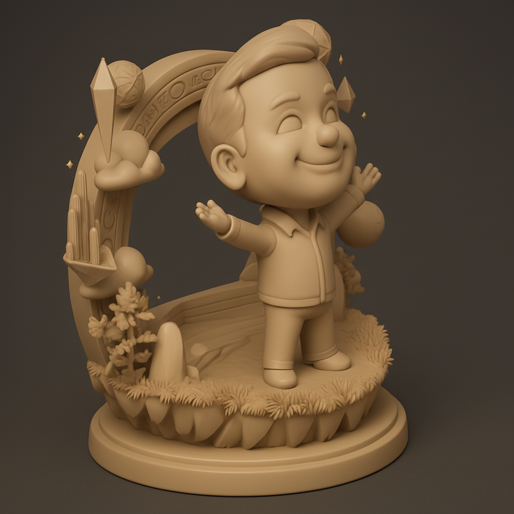 face to 3d model ai-3D portrait printing from photo_Joyful Explorer's Dreamscape Figurine