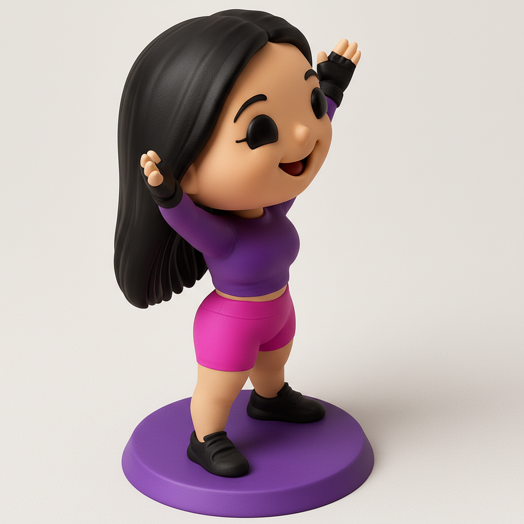face to 3d model ai-3D portrait printing from photo_Chibi Fitness Vibe Figure-Motivational Desk Decor