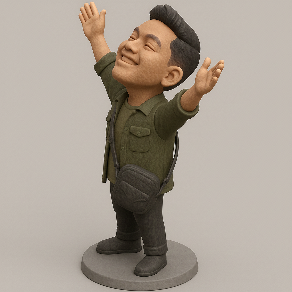 silhouette 3d printer maker-3d portrait printing_Joyful Character with Outstretched Arms