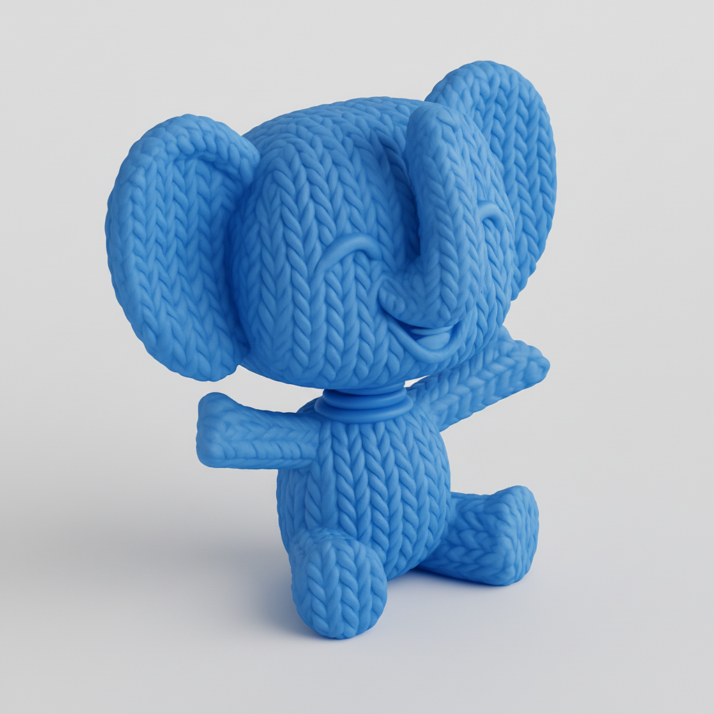 face anatomy 3d model-create 3d face model from photo_Cozy Knit Elephant Bobble: A Smiling Desk Pal!