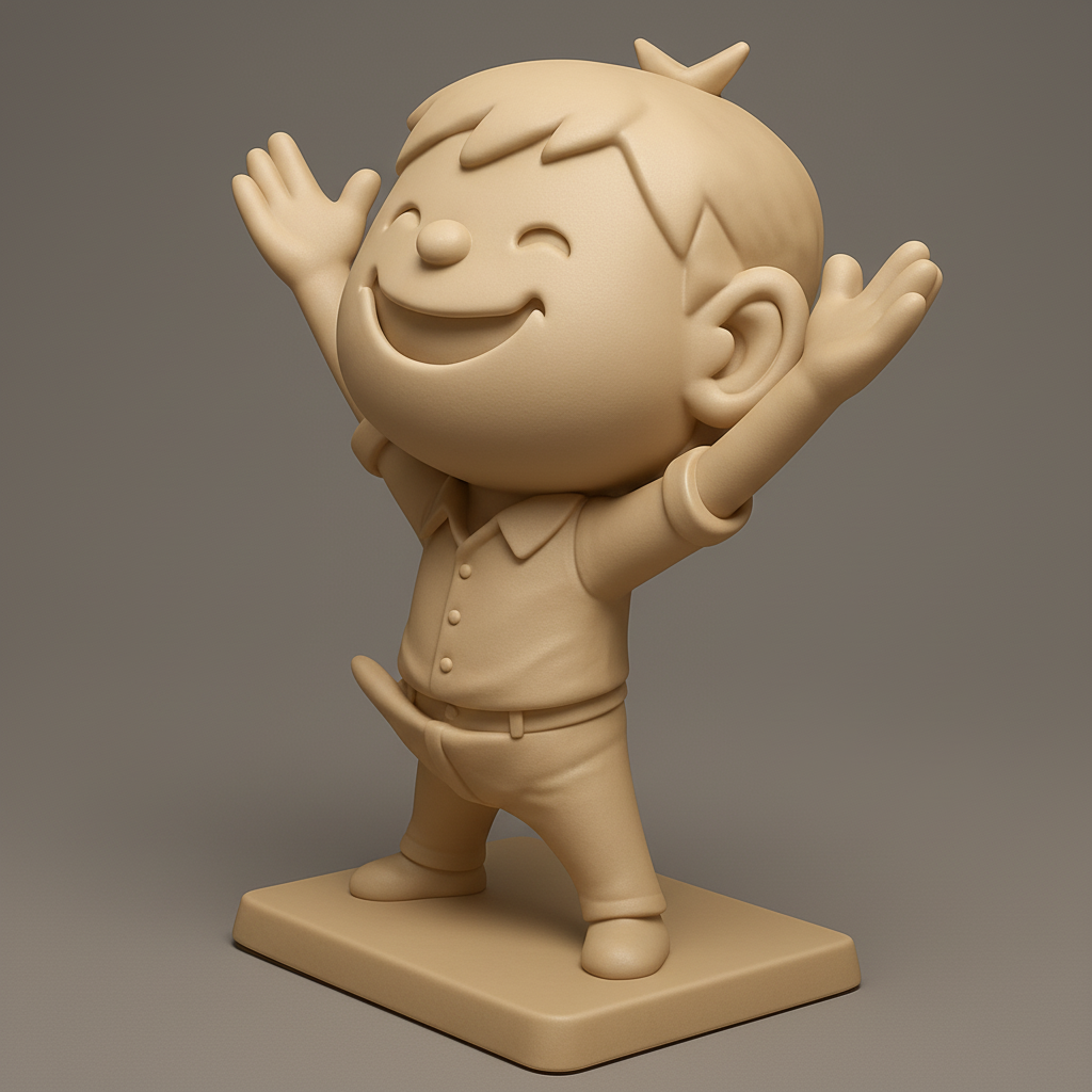 face anatomy 3d model-create 3d face model from photo_Uninhibited Joy: Expressive Cartoon Boy Figure