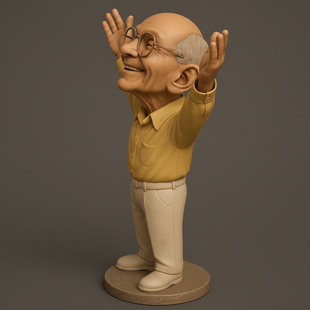 silhouette 3d printer maker-3d portrait printing_Joyful Grandpa Figurine for 3D Printing