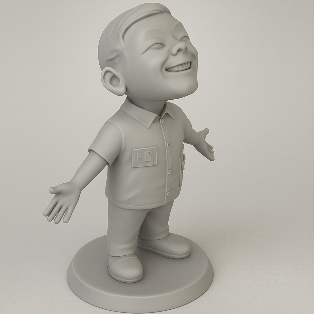 silhouette 3d printer maker-3d portrait printing_Smiling Boy Collectible: Pure Joy!