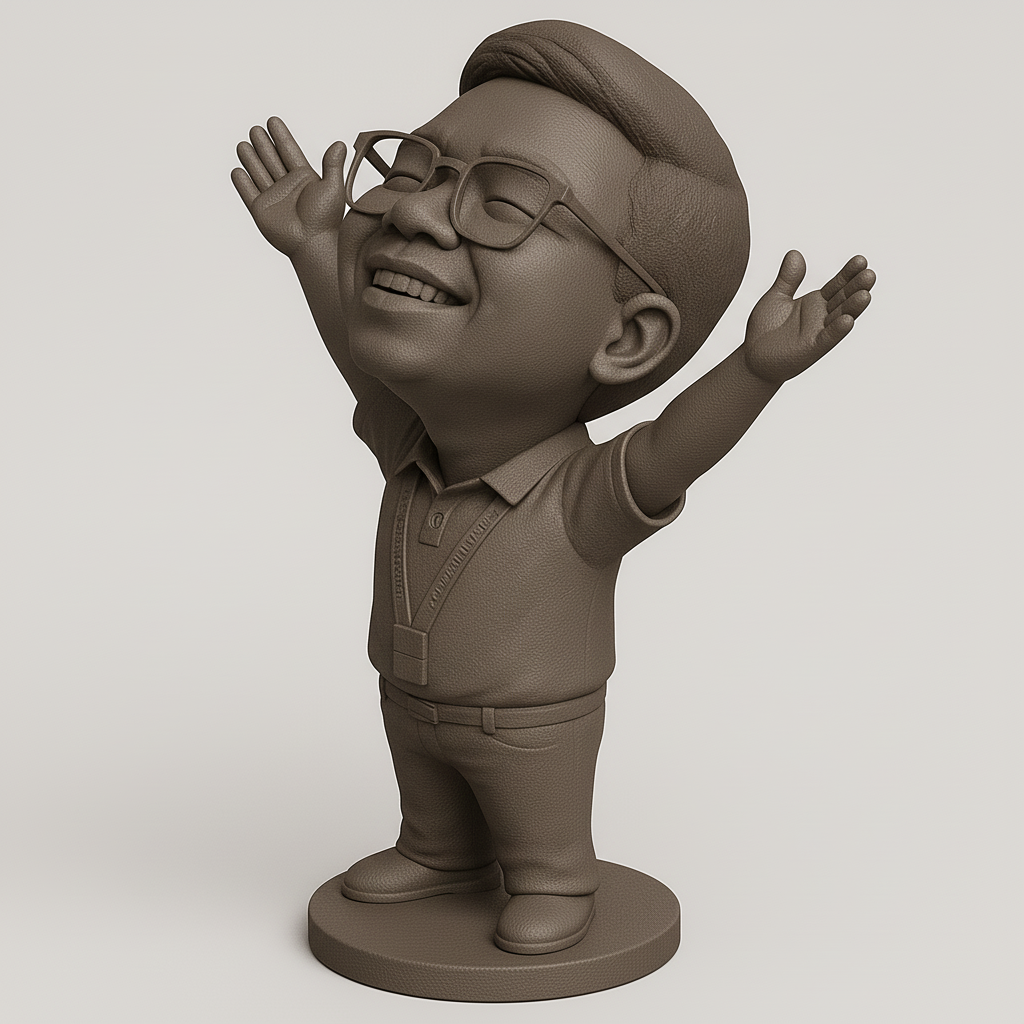 face anatomy 3d model-create 3d face model from photo_Joyful Figurine with Outstretched Arms