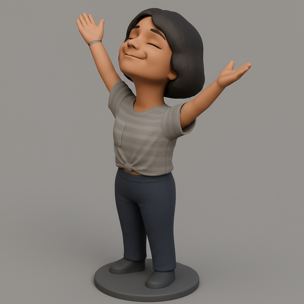 face anatomy 3d model-create 3d face model from photo_Joyful Character with Open Arms