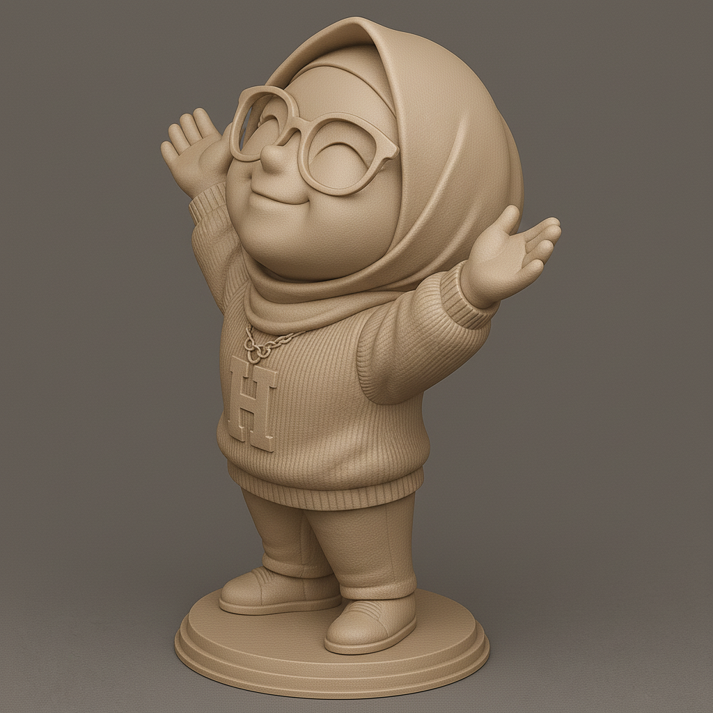 face anatomy 3d model-create 3d face model from photo_Cheerful Character with Hoodie and Glasses