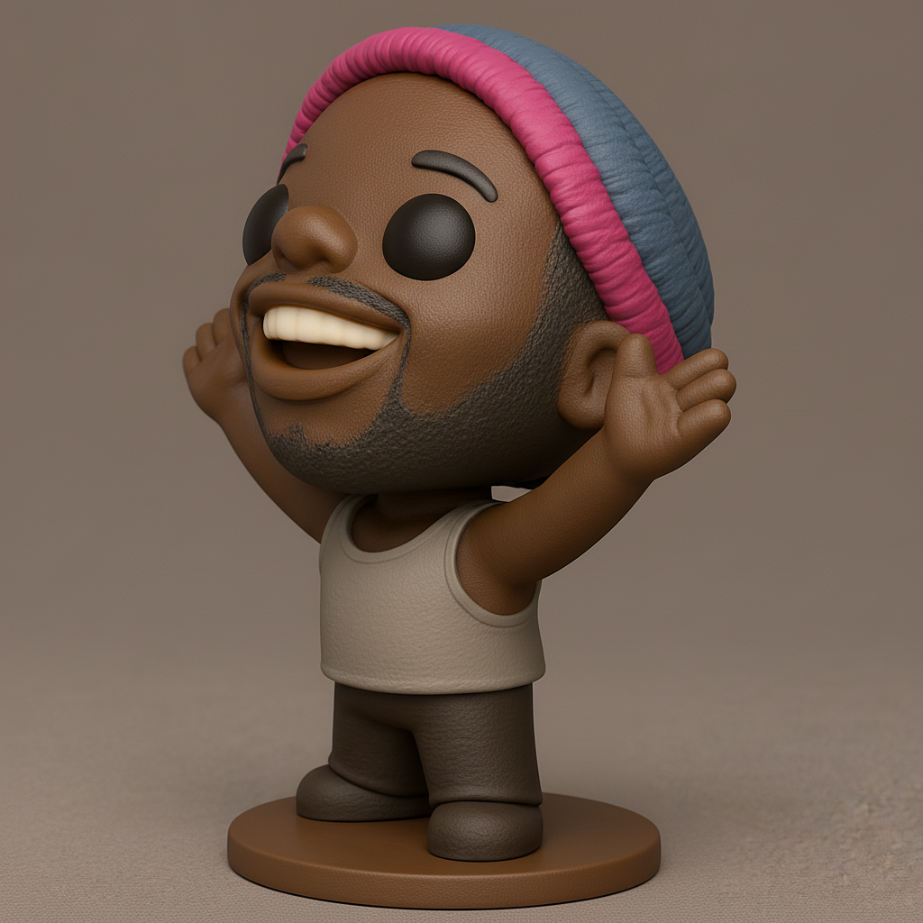 face to 3d model ai-3D portrait printing from photo_Happy Beanie Guy - Collectible Desk Buddy