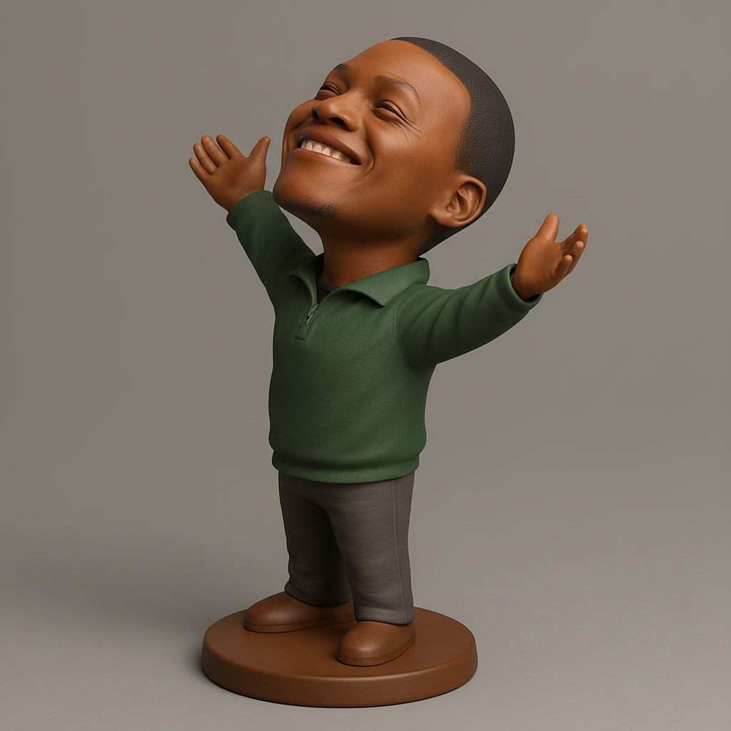 face to 3d model ai-3D portrait printing from photo_Spread Joy! Open Arms Happy Man Bobblehead