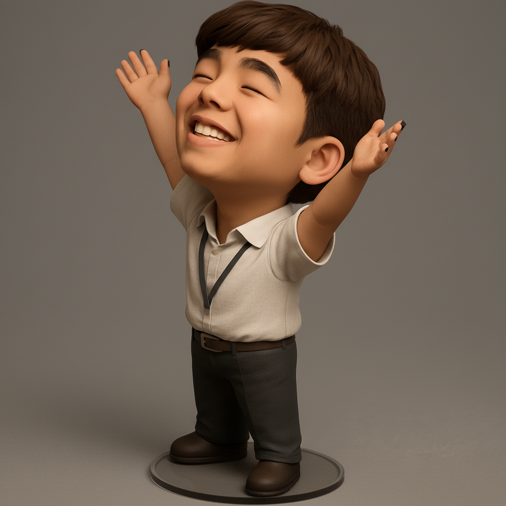 face anatomy 3d model-create 3d face model from photo_Uplifting Chibi Joy: Your Happy Desk Companion