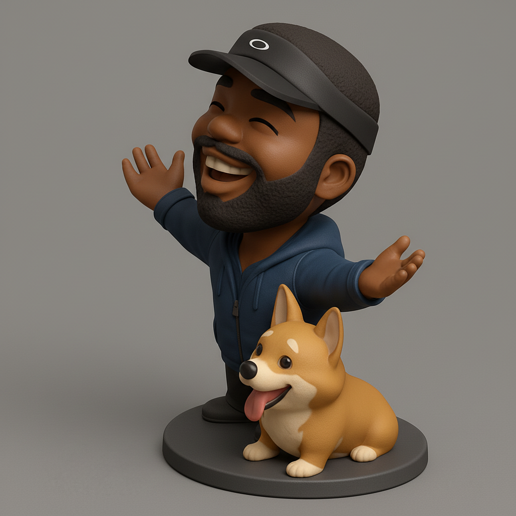 face anatomy 3d model-create 3d face model from photo_Joyful Person & Corgi Duo Figurine