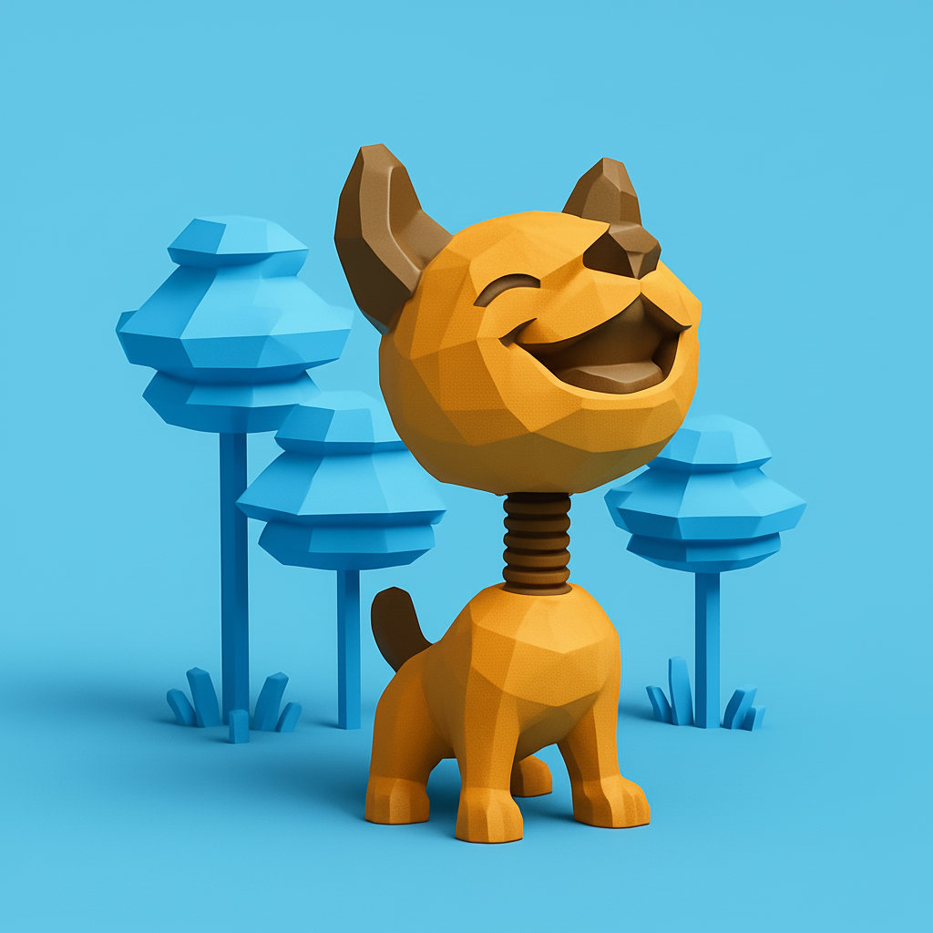face to 3d model ai-3D portrait printing from photo_Cheery Low-Poly Bobblehead Dog for Joyful Prints