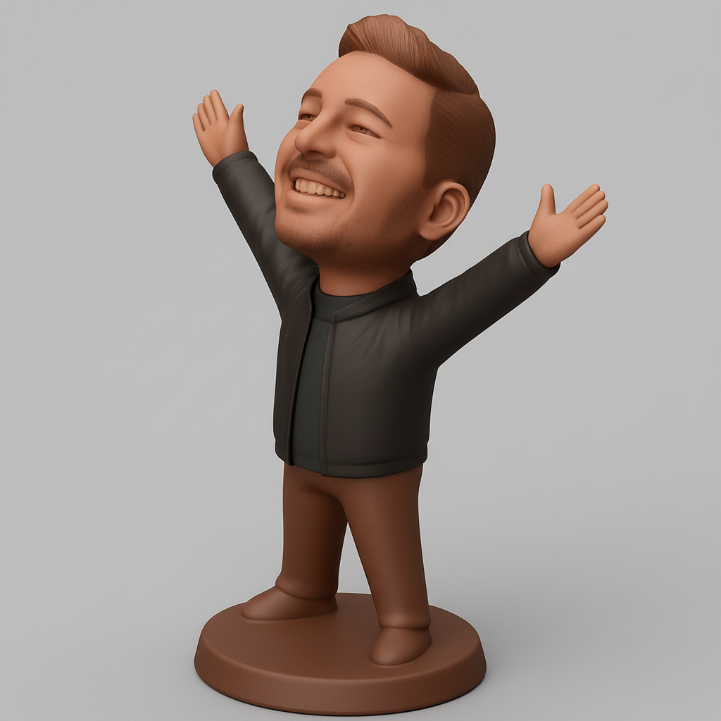 silhouette 3d printer maker-3d portrait printing_Happy Man Desk Buddy: Celebrate Success!