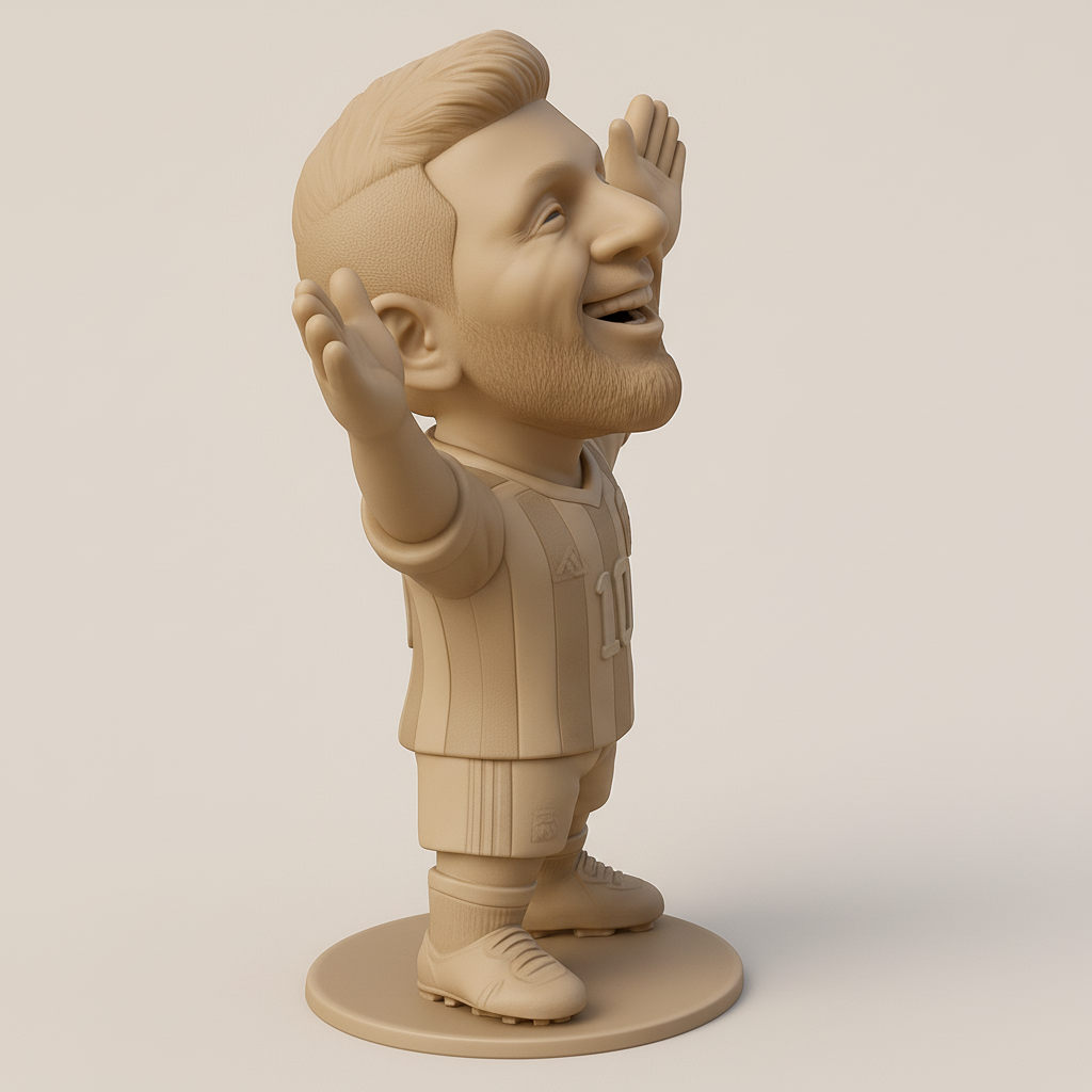 face anatomy 3d model-create 3d face model from photo_Lionel Messi Happy Champion Chibi Figurine STL