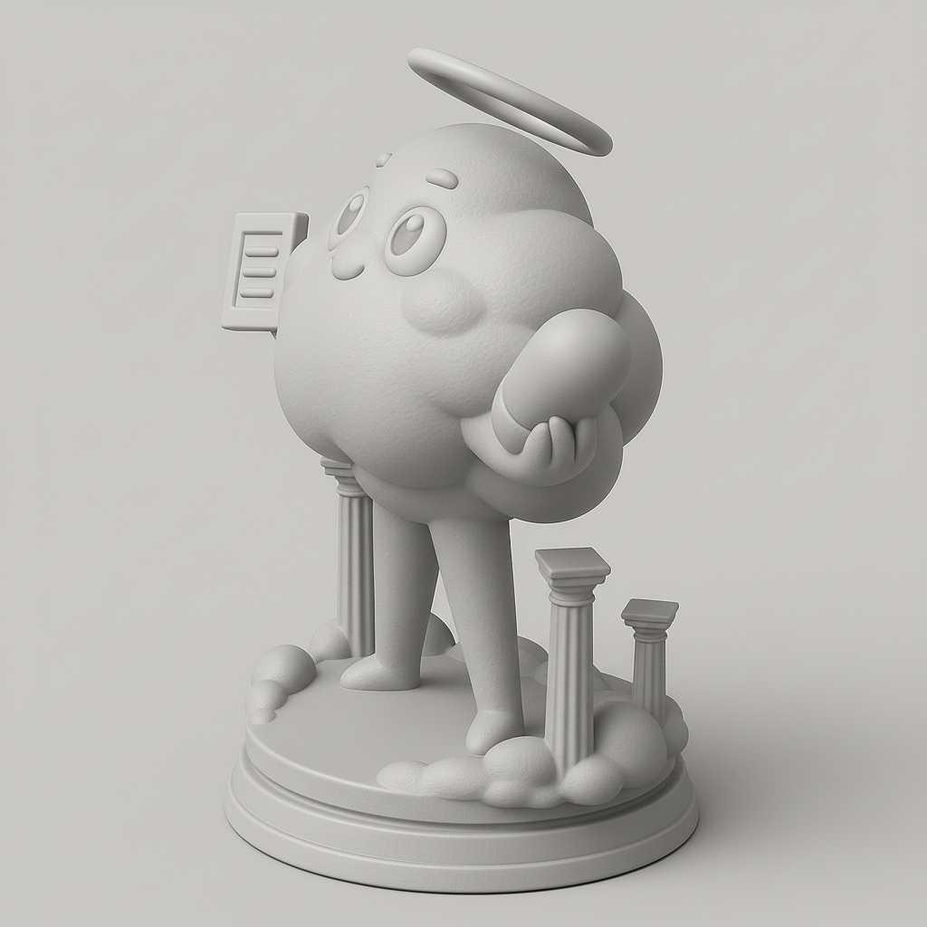 silhouette 3d printer maker-3d portrait printing_Charming Cloud Character with Halo