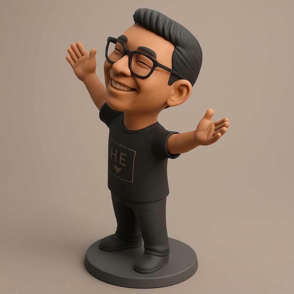 silhouette 3d printer maker-3d portrait printing_Joyful Character Figurine for 3D Printing