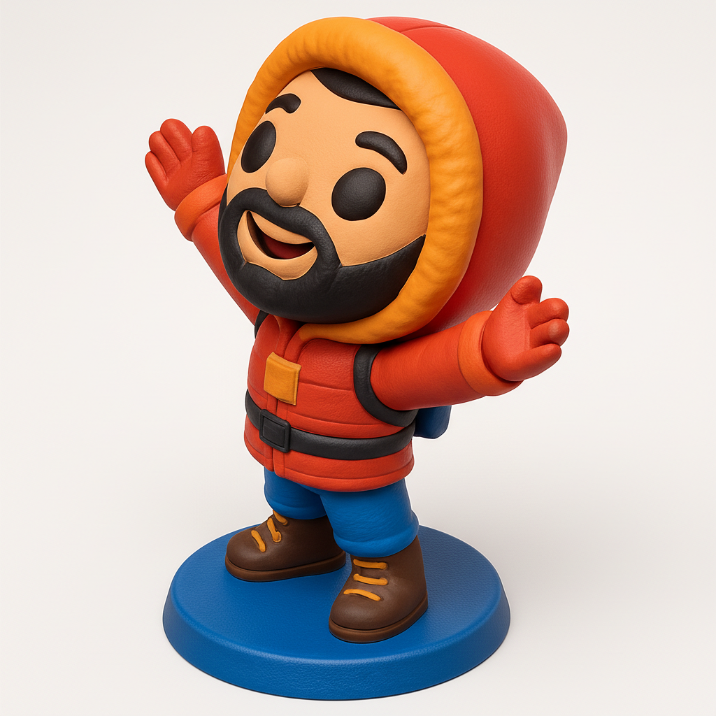 face anatomy 3d model-create 3d face model from photo_Joyful Hiker Figurine: Whimsical Desk & Shelf Decor