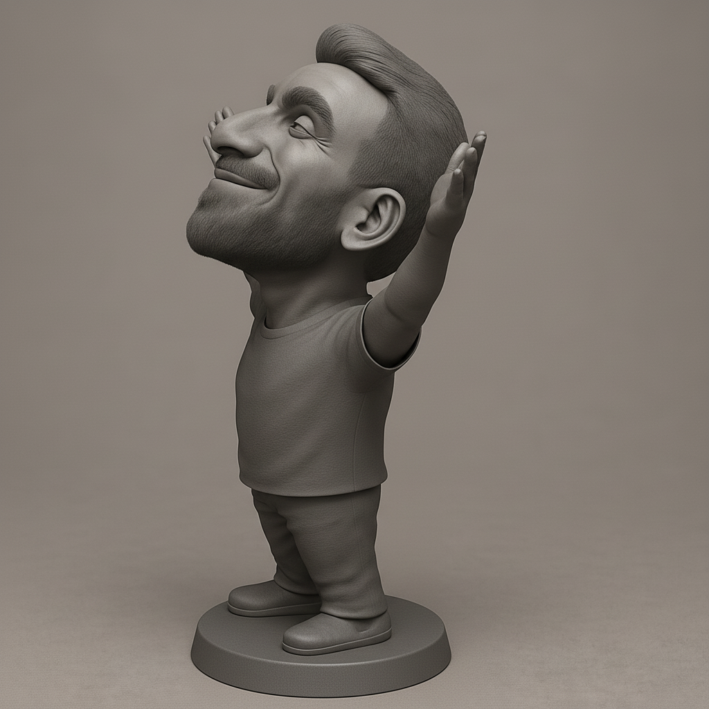 face to 3d model ai-3D portrait printing from photo_Joyful Embrace Figurine: Celebrate Every Win!