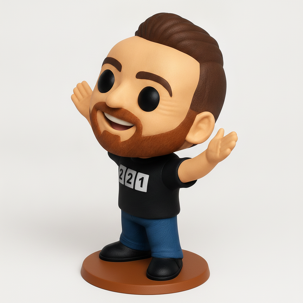 face to 3d model ai-3D portrait printing from photo_Dynamic Bearded Figure '221' - Welcoming Funko Style