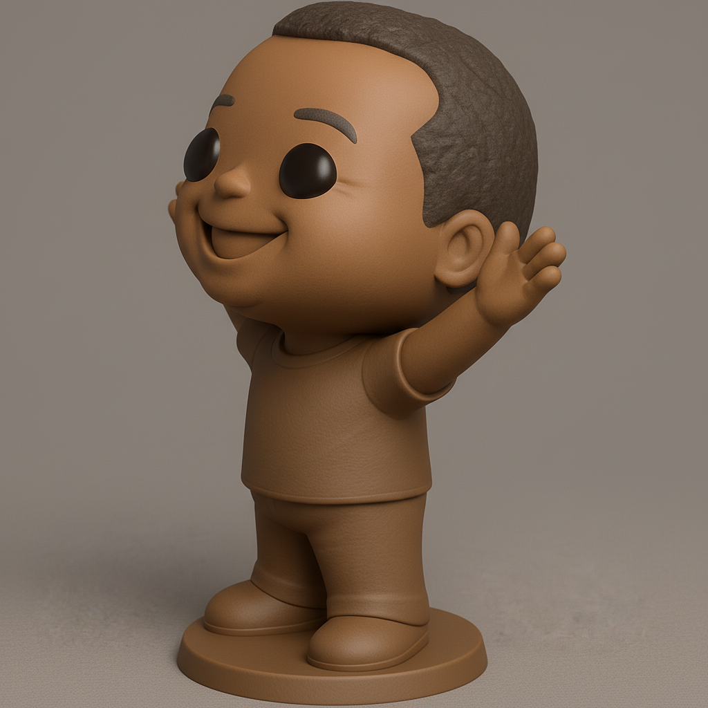 face to 3d model ai-3D portrait printing from photo_Big Smile Collectible: Welcoming Stylized Figure