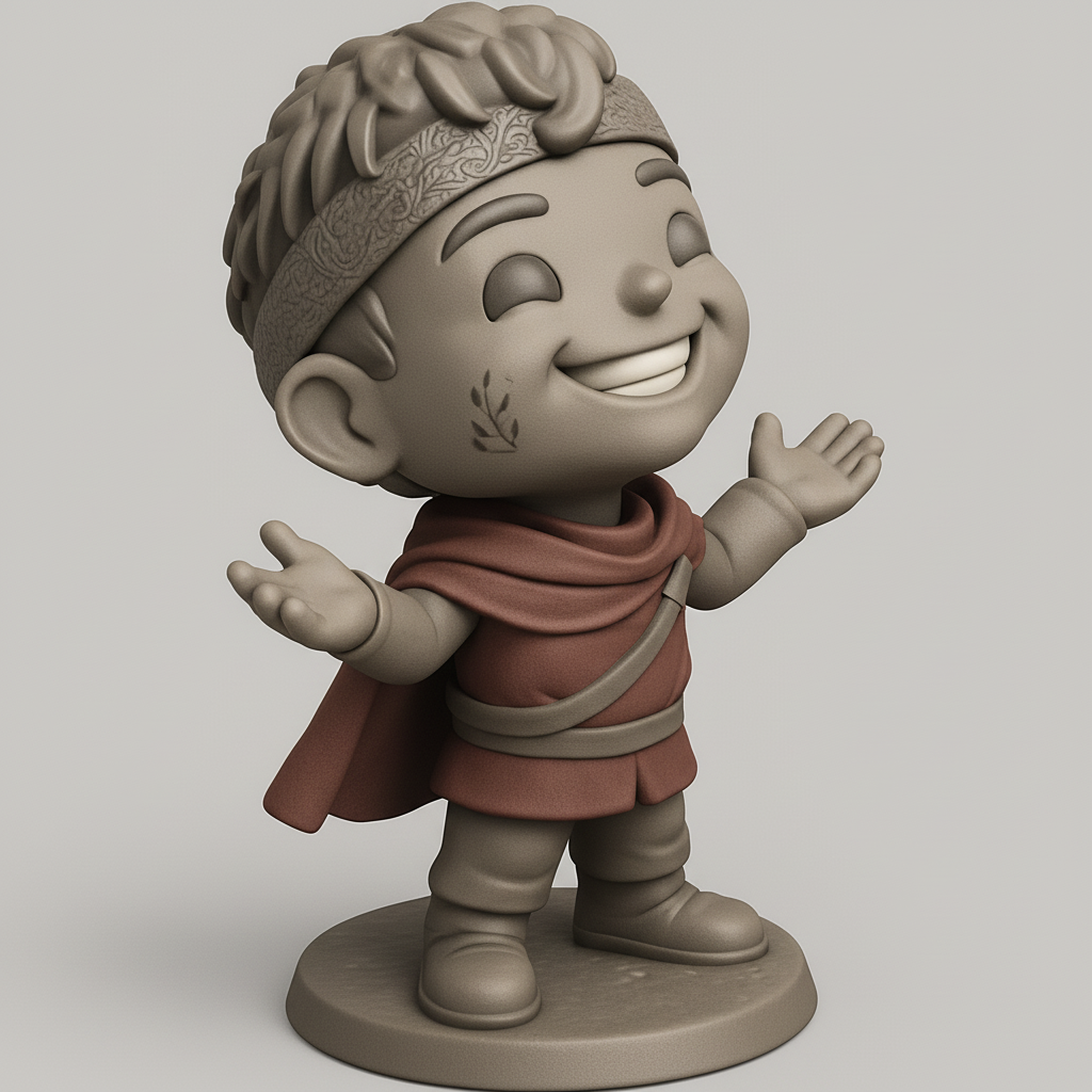 face to 3d model ai-3D portrait printing from photo_Cheerful Wanderer Figurine - Perfect Whimsical Gift!