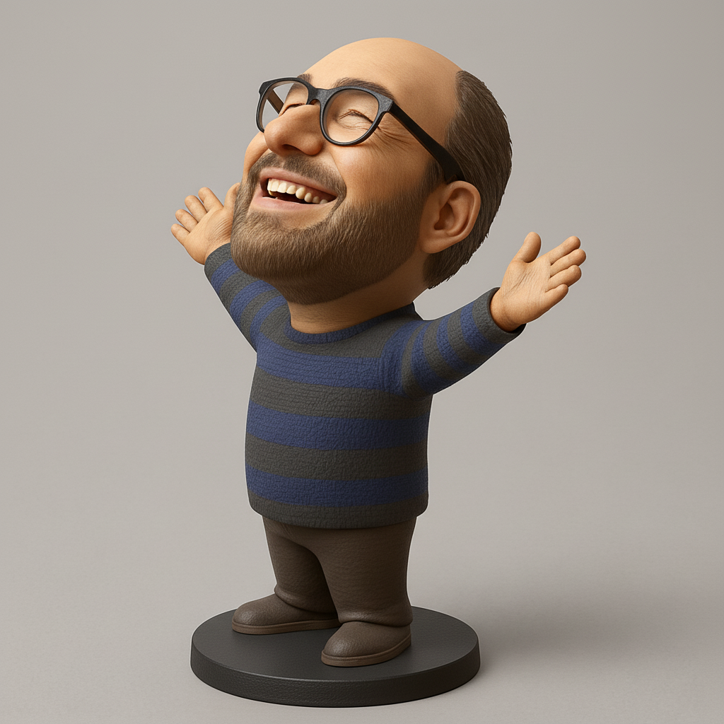face to 3d model ai-3D portrait printing from photo_Smiling Man Hug Figurine: Print Your Own Cheer