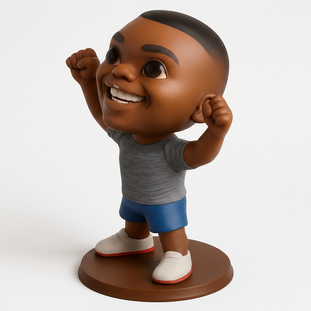 face to 3d model ai-3D portrait printing from photo_Victory Pose Kid Figurine: Spread Joy & Positivity!