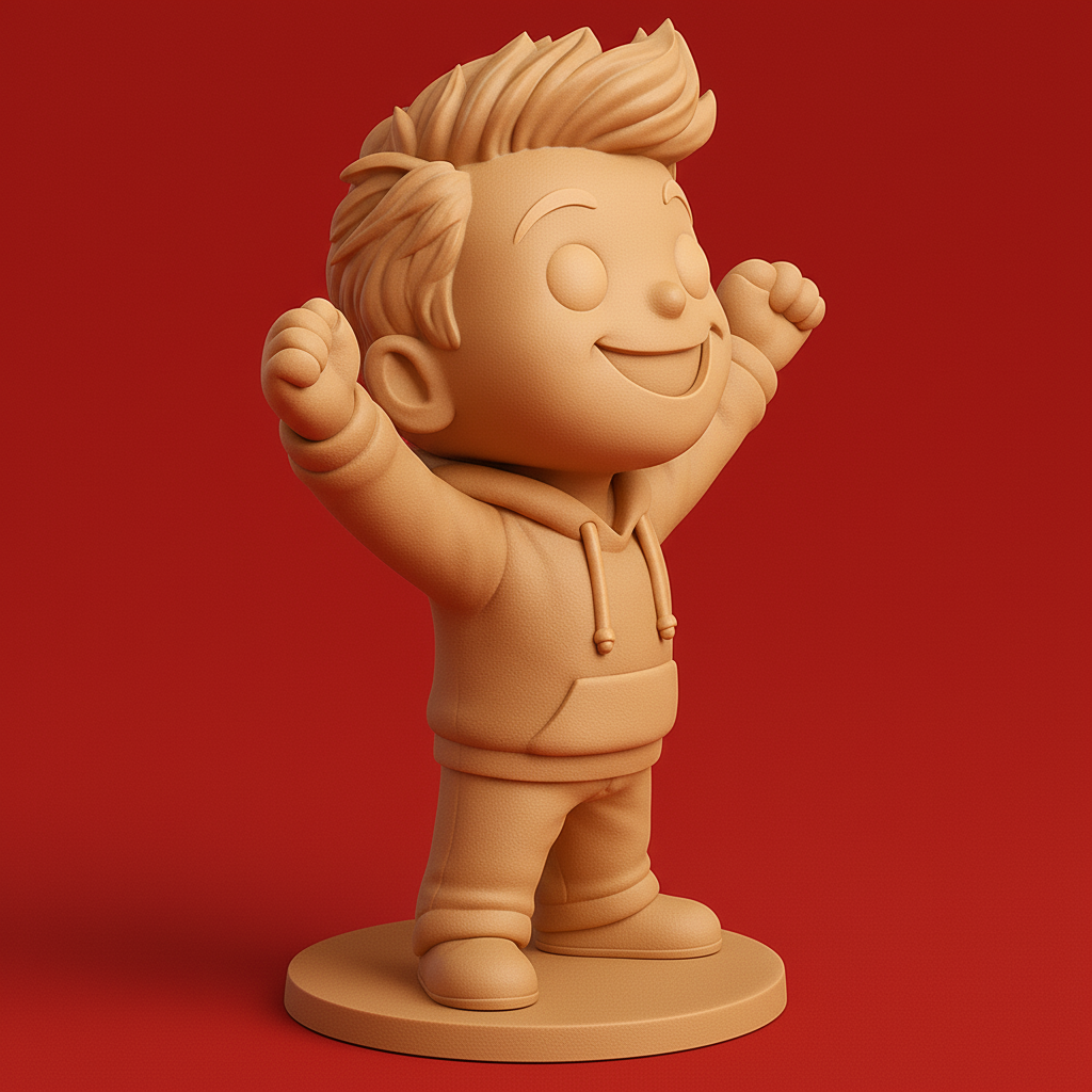 face to 3d model ai-3D portrait printing from photo_Joyful Victory Kid Figurine: Print & Inspire!