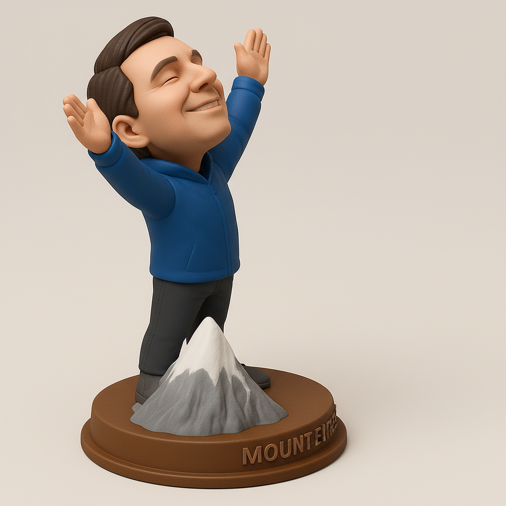 silhouette 3d printer maker-3d portrait printing_Victorious Mount Everest Climber Figurine