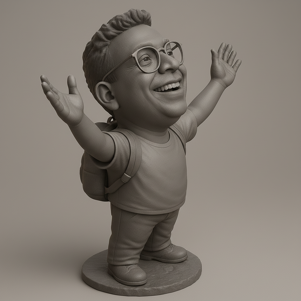 face anatomy 3d model-create 3d face model from photo_Joyful Kid Figure with Backpack