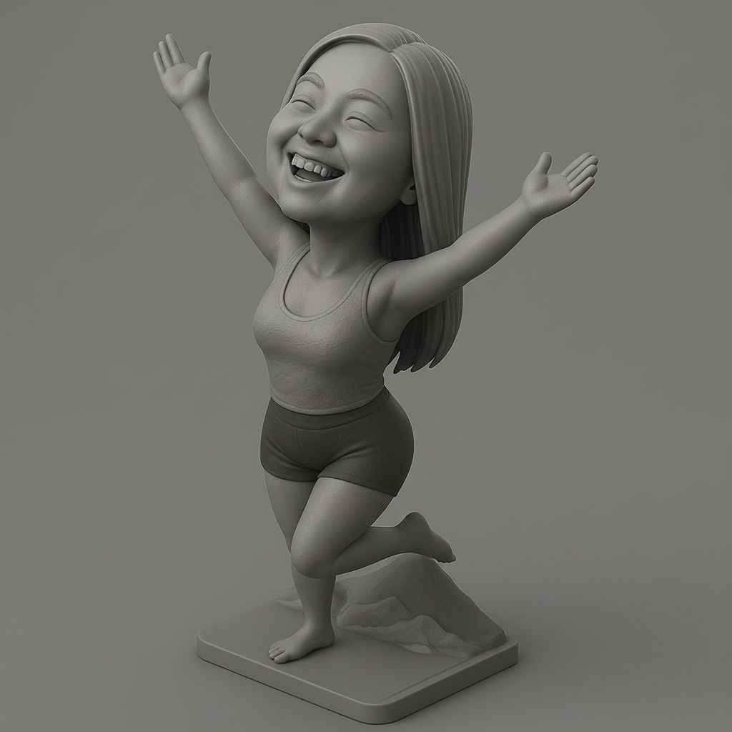 silhouette 3d printer maker-3d portrait printing_Joyful Figure with Outstretched Arms