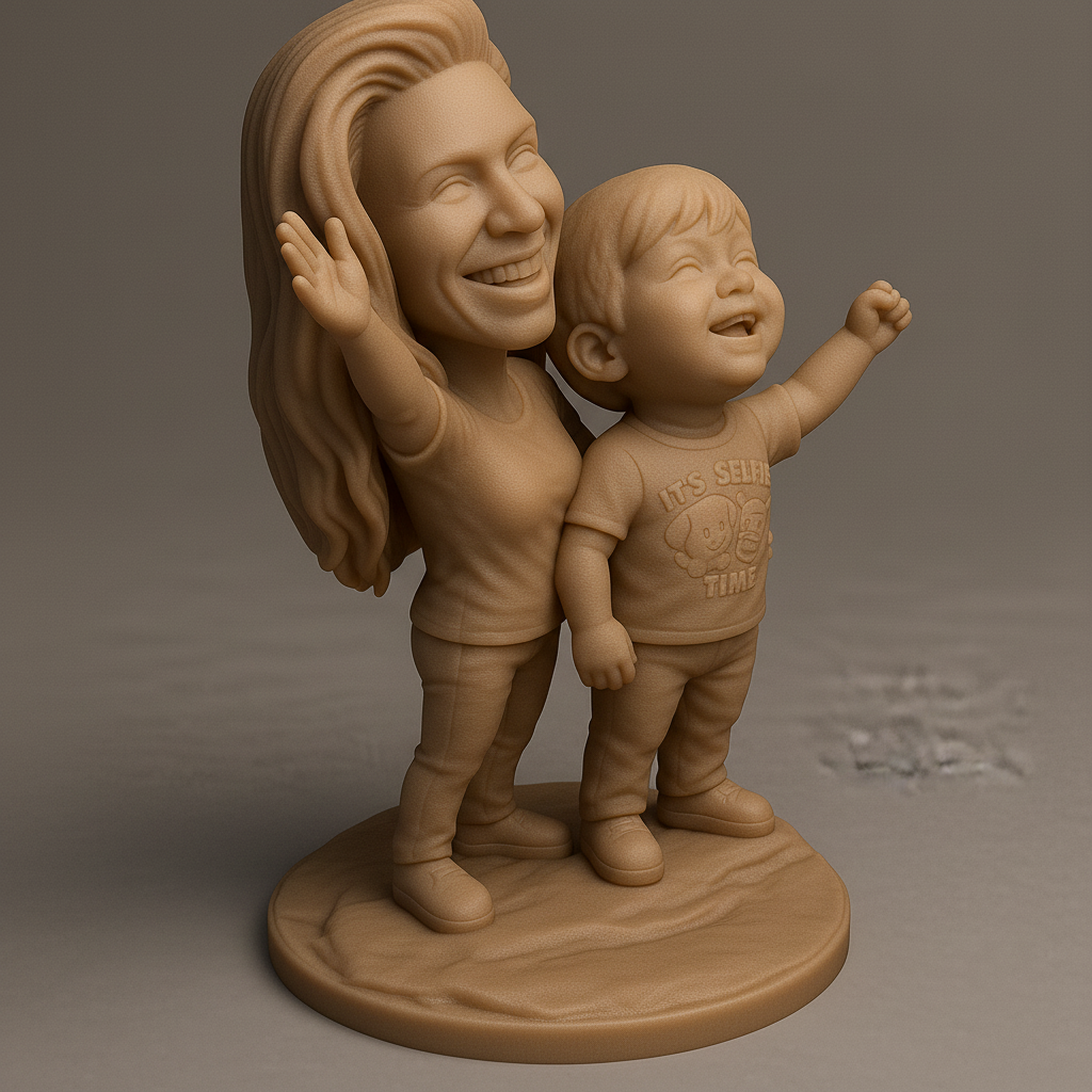 face anatomy 3d model-create 3d face model from photo_Joyful Family Selfie Statue