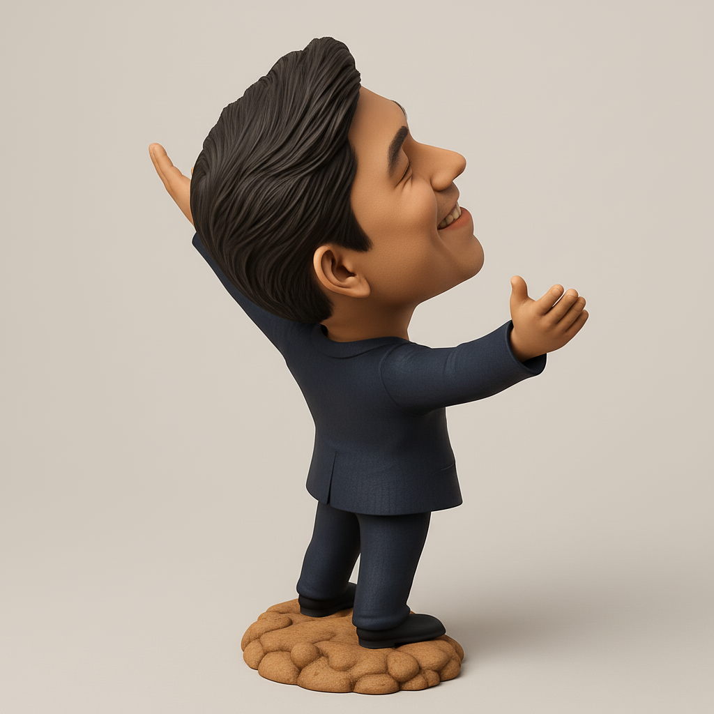 face to 3d model ai-3D portrait printing from photo_Joyful Success Bobblehead Figurine