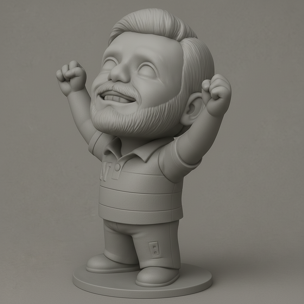 face anatomy 3d model-create 3d face model from photo_Victory Pose Bobblehead: Your Desk's Happy Mascot
